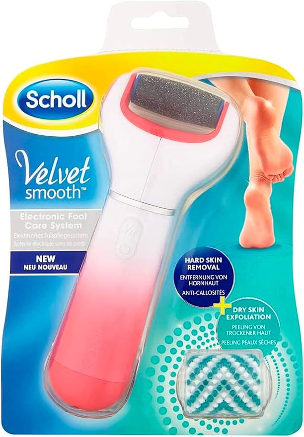 Scholl Velvet Smooth Electric Foot File Pedicure Foot File System for Hard Skin and Callus Removal Batteries Included - Image 1