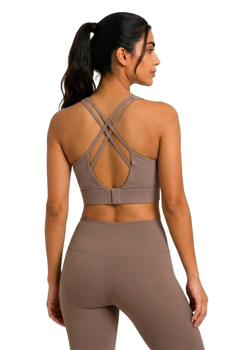 Moveletix Women's Training Sports Bra Brown Extra Soft