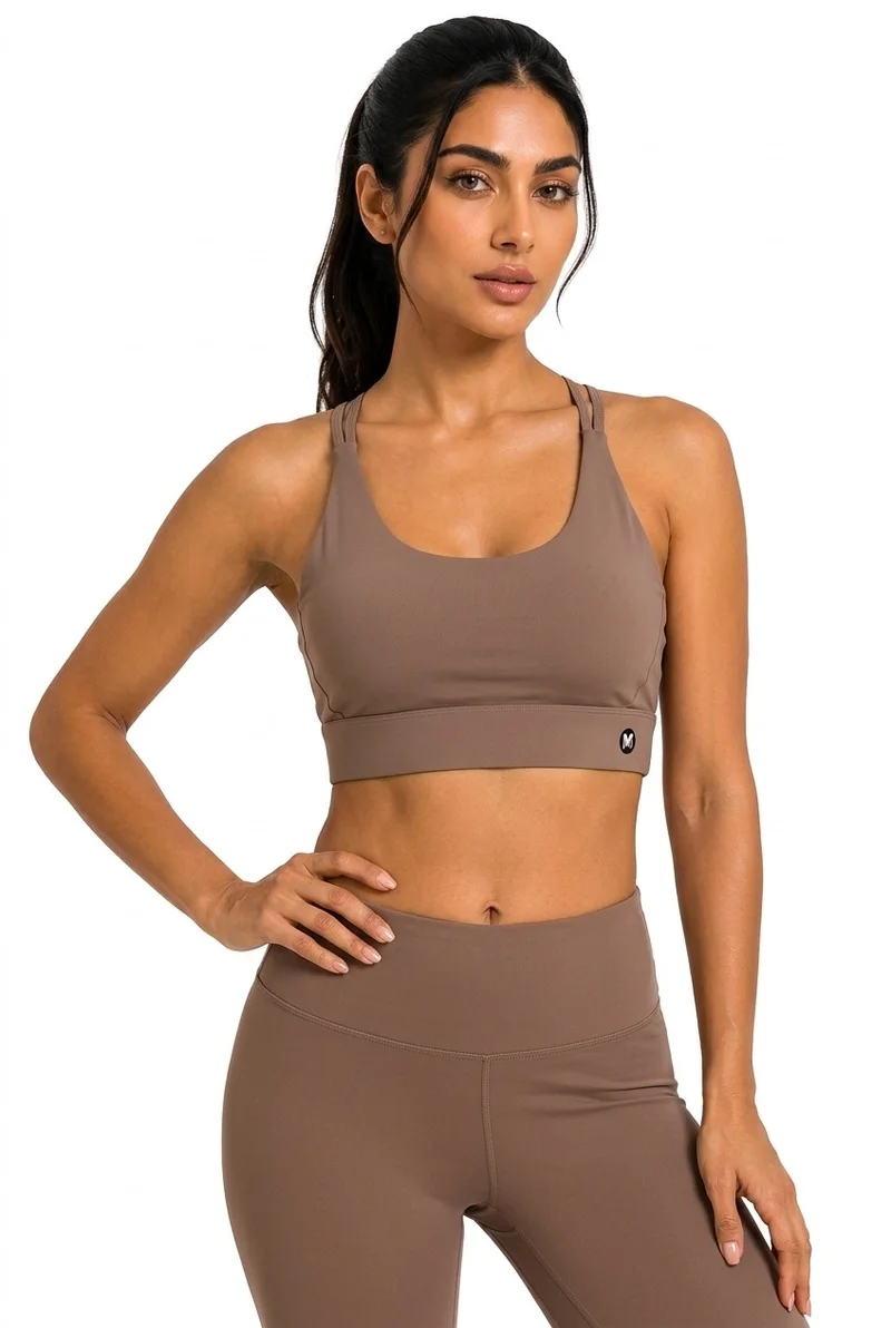 Moveletix Women's Training Sports Bra Brown Extra Soft