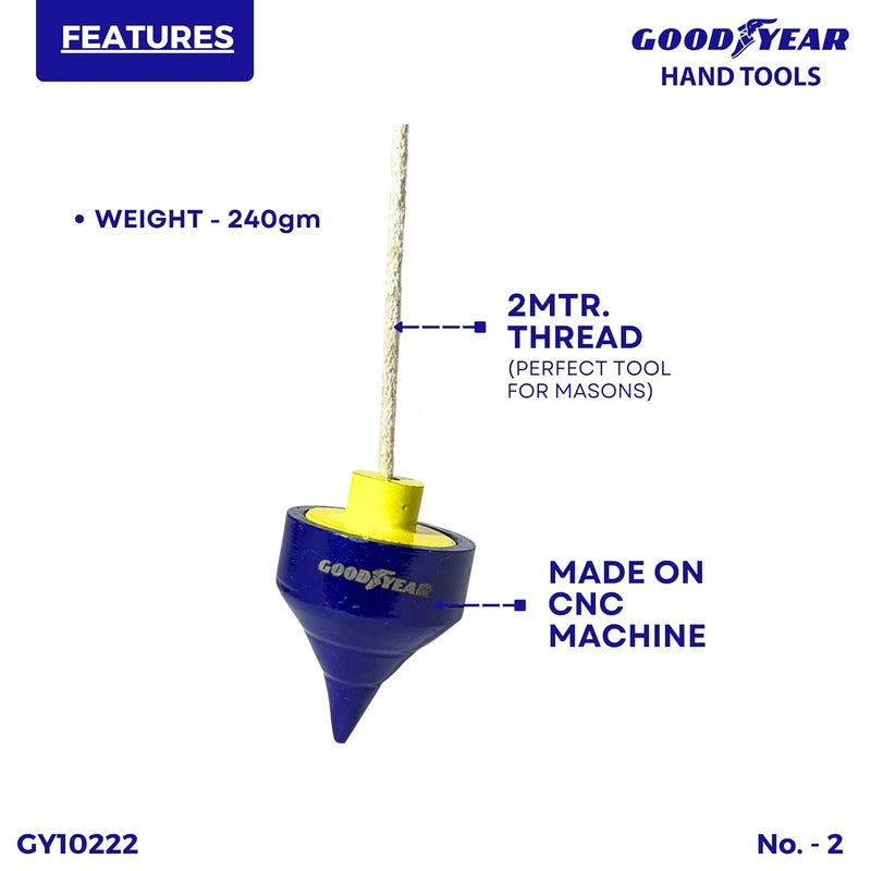 Good Year بلومبوب، أداة بلومبوب، بلوم للعمل في البناء، مصنوعة على ماكينة CNC، زرقاء (رقم 2) - Image 3