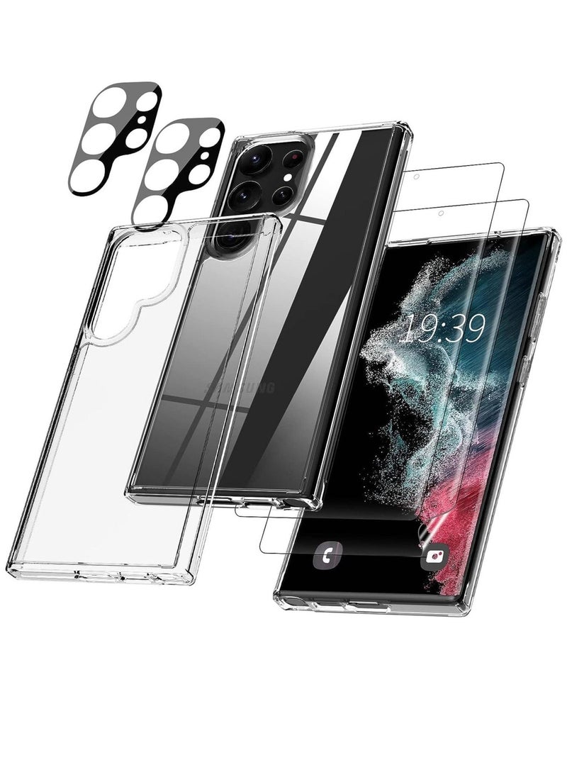 Raxoom [5 in 1 for Samsung Galaxy S23 Ultra Case,with 2 HD Screen Protector & 2 Camera Lens Protector,Shockproof Slim Clear Cover,Anti-Scratches & Install Kit for S23 Ultra 5G - Image 1