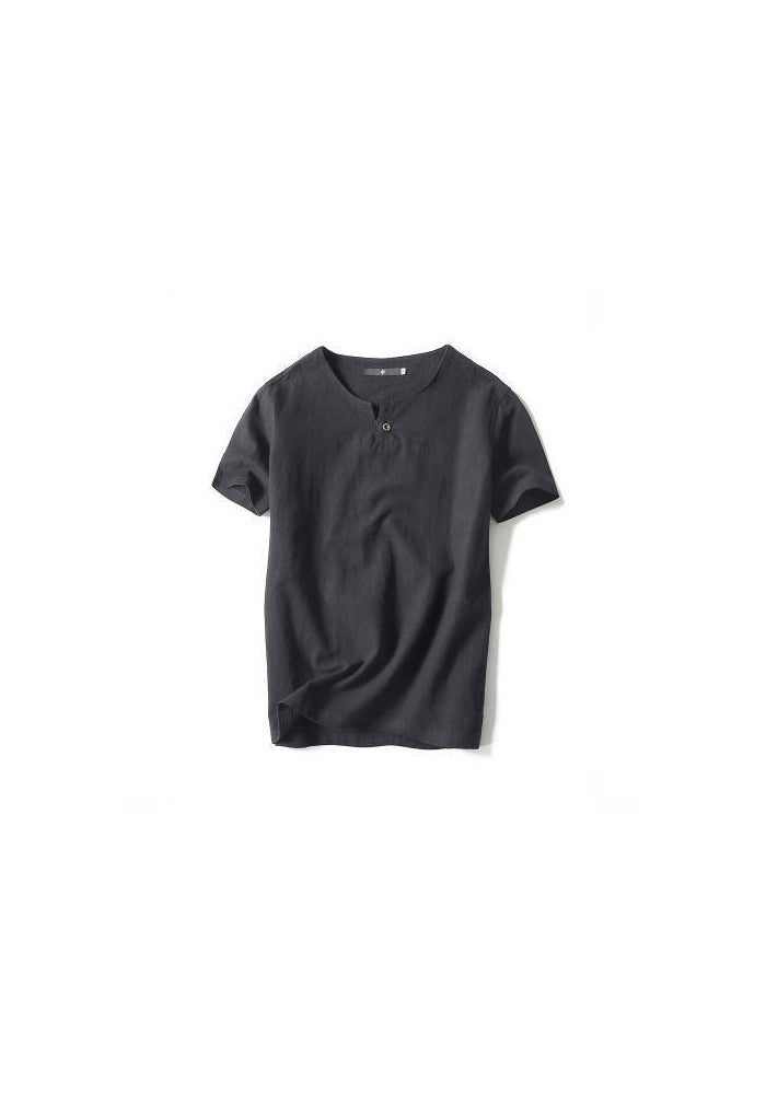 Summer t Shirts Men Short Sleeve Cotton Linen T-Shirt 5XL - Image 1