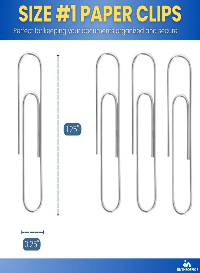 1InTheOffice Paper Clip Dispenser, Magnetic-Top, #1 Standard Size, Desktop Dispenser Smooth Finish, Silver, 100/Box 12 Pack - Image 2