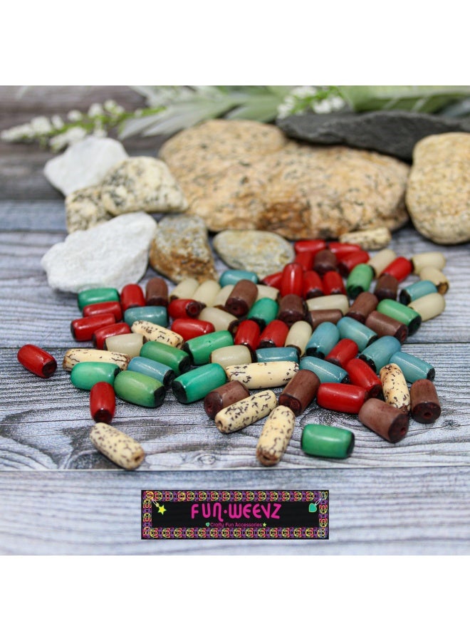 Fun-Weevz خرز أفريقي ممتع 350 لصنع المجوهرات خيوط خرز بوري وجوز بيتل مع 2 قلادة لوازم الحرف اليدوية للهنود الأمريكيين والقبائل الأفريقية والهندية - Image 2