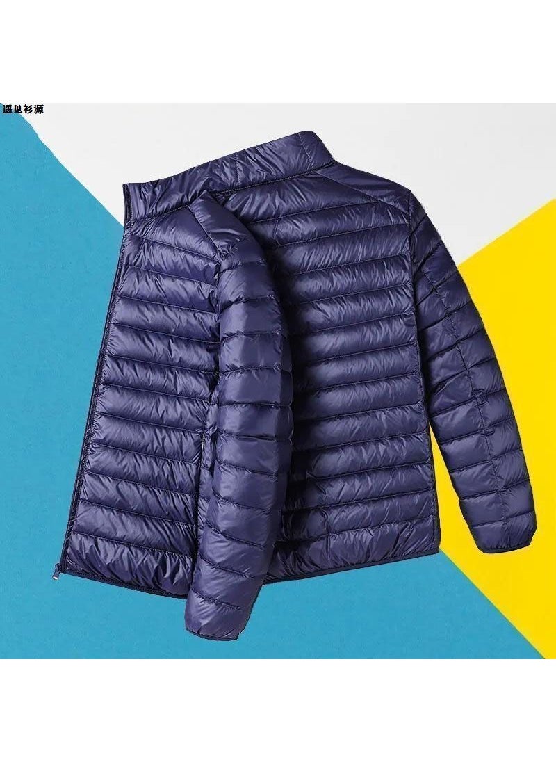 Generic - Lightweight Mens Down Cotton Jacket Clearance navy blue male collar [special clearance]] - Image 1