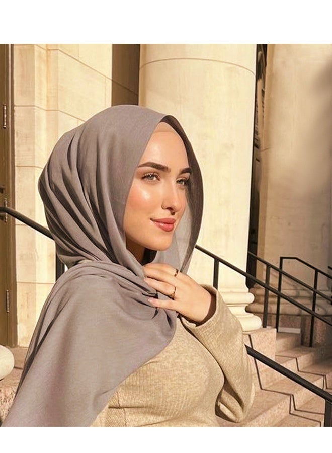 DUNISO حجاب للنساء حجاب قطني إسلامي، وشاح حجاب عصري، أنيق متواضع إسلامي إسلامي رمضان ناعم خفيف الوزن، وشاح طويل من الجيرسيه - Image 4