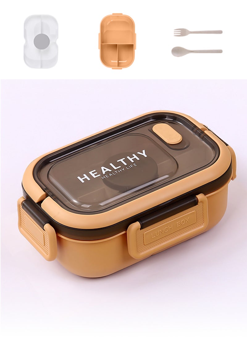 YAH Creation - YAH HealthyLife Bento Lunch Box with Sauce Box - BPA-Free, Leak-Proof, 2 Stackable Layers with 6 Compartments, Microwave & Dishwasher Safe, Includes Cutlery & Handle for Easy Carrying - Image 1
