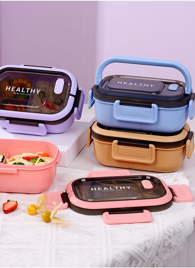 YAH Creation - YAH HealthyLife Bento Lunch Box with Sauce Box - BPA-Free, Leak-Proof, 2 Stackable Layers with 6 Compartments, Microwave & Dishwasher Safe, Includes Cutlery & Handle for Easy Carrying - Image 1