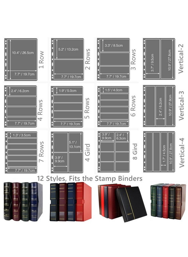 MUDOR Stamp Pages For Stamp Album Binder 10 Sheet (20 Page) 2 Rows Pages For Stamp Collectors Professional Pack (2 Rows) - Image 5