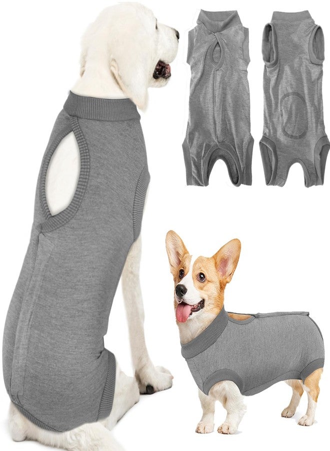 Lukovee Recovery Suit for Dogs, Onesie Surgery Recovery Suit for Female Male Dogs, Abdominal Wounds Cone E-Collar Alternative Prevent Licking Spay Recovery Suit (GY,XXL) - Image 1