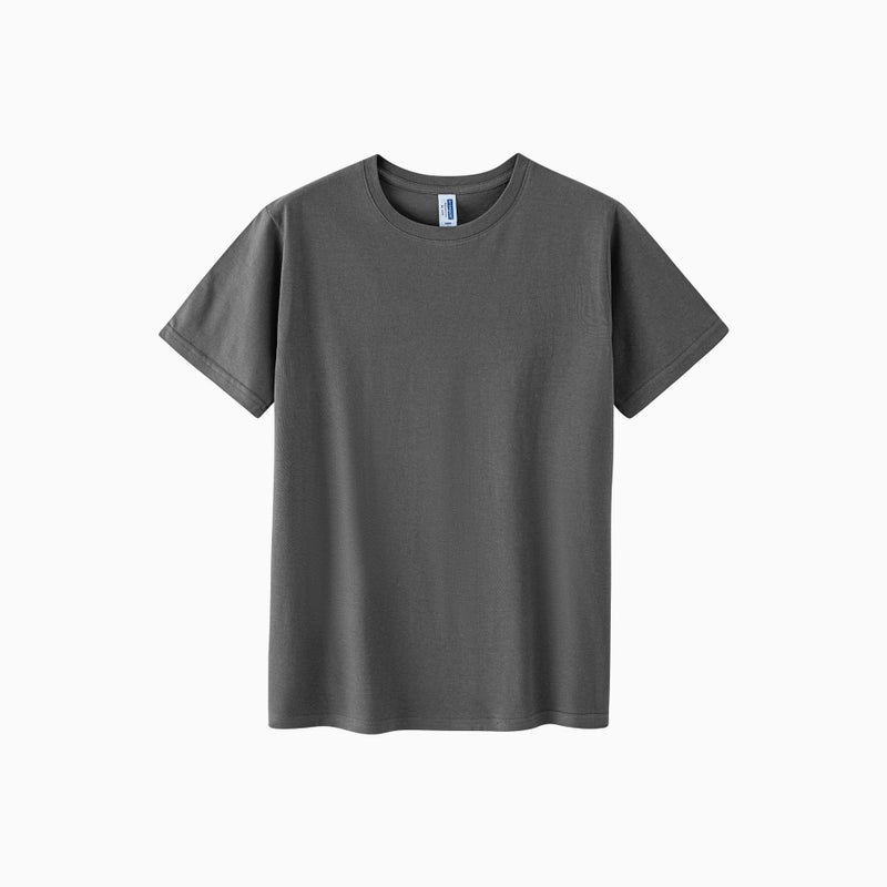 Amazon Cross-border 150g Combed Cotton Crewneck Short-sleeved T-shirt Mens Solid Color Loose Fashion Brand Work Clothes Printing CHARCOAL