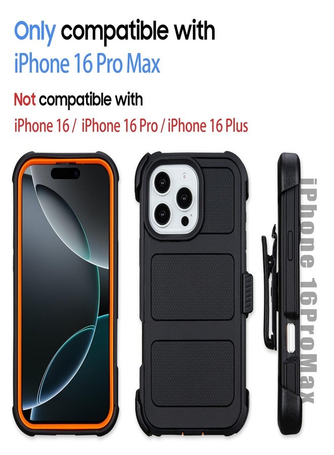Saiboro Defender for iPhone 16 Pro Max Case with Clip Holster,Heavy Duty Rugged Full-Body,2 Layers of Sturdy,Anti-Drop,Military-Grade Defender Cover for iPhone 16 Pro Max Phone Case (Black & Orange) - Image 3