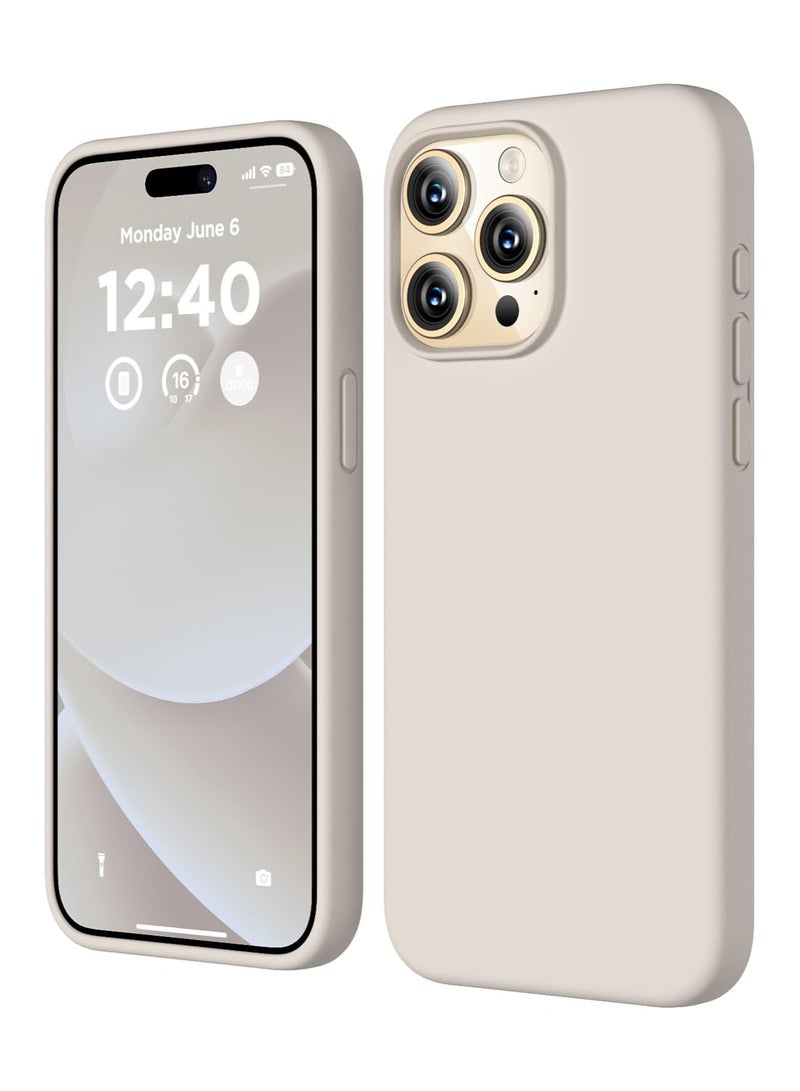 ELTRAZONE Compatible with iPhone 15 Pro Max Case, Liquid Silicone Case, Full Body Shockproof Protective Cover Slim Thin Phone Case with [Soft Anti-Scratch Microfiber Lining], 6.7 inch-Stone - Image 1