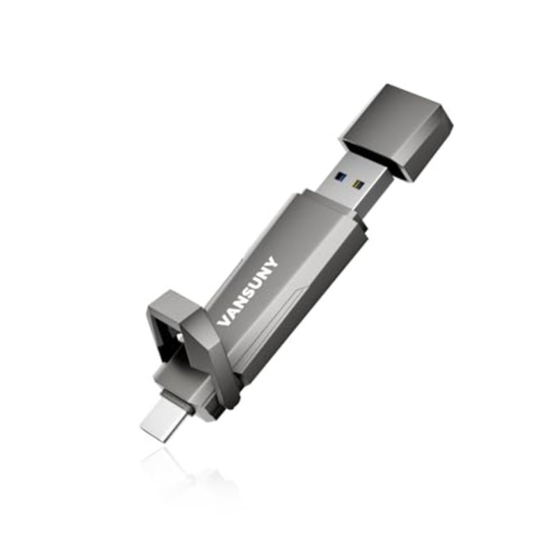 USB-C Stick 256 جيجابايت SSD خارجي لهاتف iPhone 15/16 Android والكمبيوتر المحمول والكمبيوتر اللوحي Mac، هيكل من الألومنيوم، أسود، سرعة قراءة تصل إلى 1000 ميجابايت/ثانية - Image 1