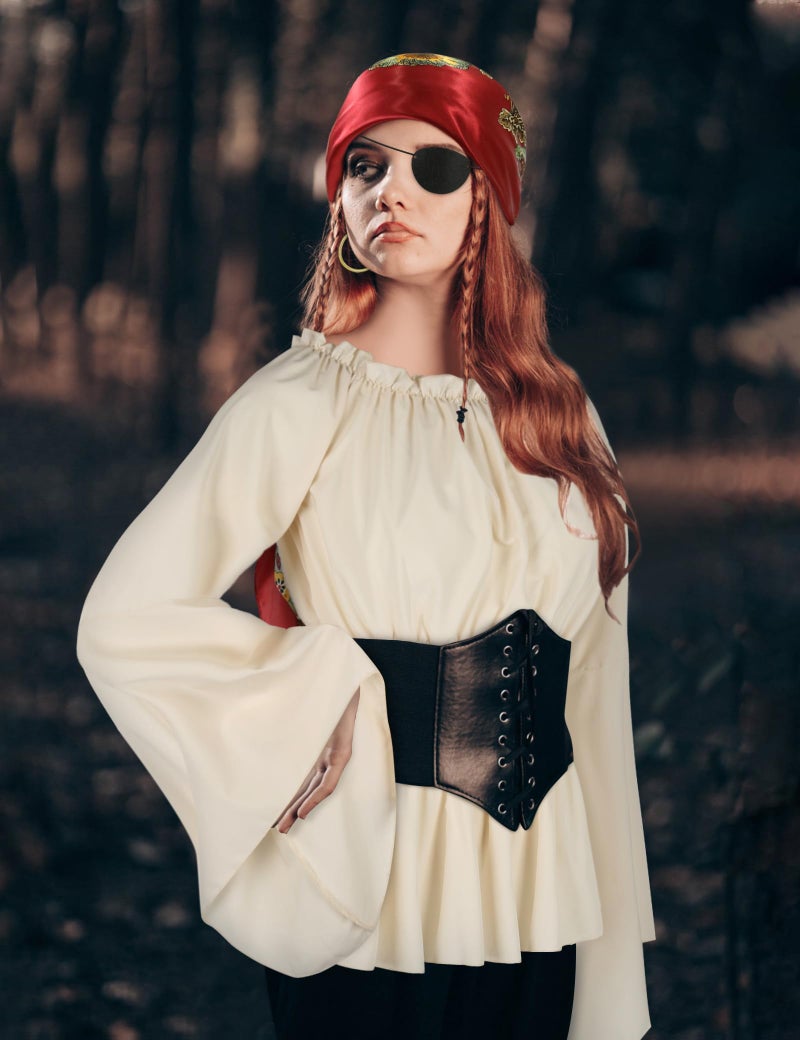 CICOCI Pirate Costume For Women With Accessories Renaissance Blouse Top Belt Headscarf Full Outfits Halloween Costume - Image 3