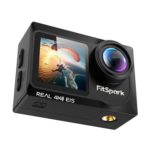 MyFitSpark Eagle i15 Pro Max Real 4K30FPS Dual Screens WiFi Action Camera Advanced Chipset Sony Sensor EIS 2.0 Stabilization Wide-Angle Supports External MIC Bike Helmet Camera for Moto Vlogging (O)