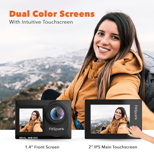 FitSpark MyFitSpark Eagle i15 Pro Max Real 4K30FPS Dual Screens WiFi Action Camera Advanced Chipset Sony Sensor EIS 2.0 Stabilization Wide-Angle Supports External MIC Bike Helmet Camera for Moto Vlogging (O) - Image 4