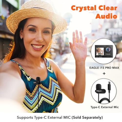 FitSpark MyFitSpark Eagle i15 Pro Max Real 4K30FPS Dual Screens WiFi Action Camera Advanced Chipset Sony Sensor EIS 2.0 Stabilization Wide-Angle Supports External MIC Bike Helmet Camera for Moto Vlogging (O) - Image 5