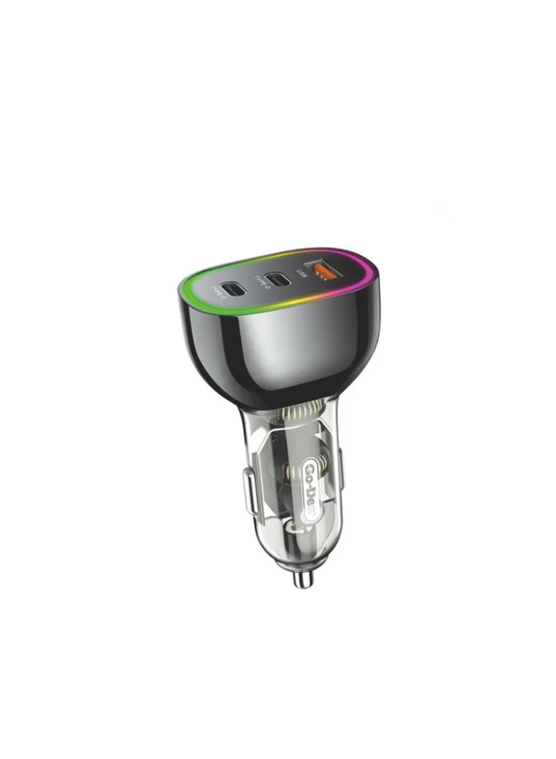 GO-DES Go Des GD-CC208 Fast Charging Dual Type-C + USB-A Port Car Charger 68W - Image 2