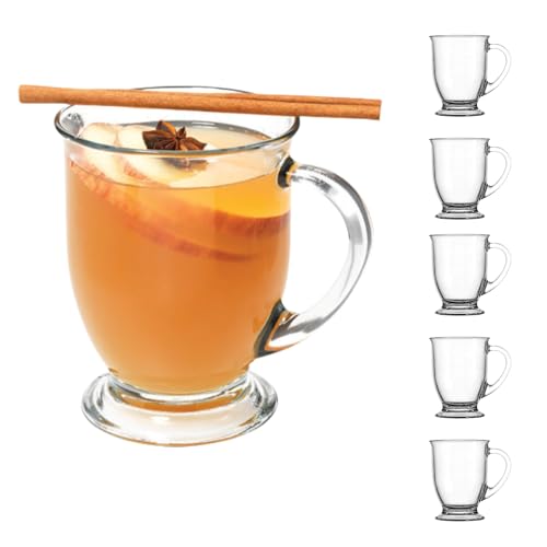 Anchor Hocking أكواب قهوة زجاجية من أنكر هوكينغ سعة 16 أونصة مجموعة من 6