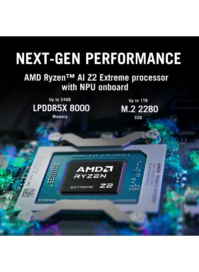 أسوس جهاز ألعاب ROG Ally X إكس بوكس ​​بشاشة 7 بوصة عالية الدقة بالكامل (1920×1080) بتردد 120 هرتز، معالج AMD Ryzen Z2 Extreme، ذاكرة وصول عشوائي 24 جيجابايت DDR5، قرص صلب SSD بسعة 1 تيرابايت، بطاقة رسومات AMD Radeon، نظام تشغيل ويندوز 11 هوم، مكبر صوت Dolby، منفذ USB-C، مستشعر بصمة، يدعم اللغتين الإنجليزية والعربية، اللون أسود الإنجليزية/العربية - Image 3