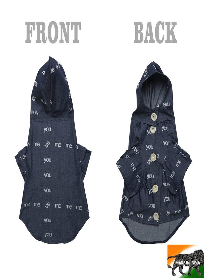 Lulala Cool Hoodie Dog Summer Denim Dress | T-Shirt Tees |Shirt for Extra Large-Extra Small Dogs - Puppy and Cat | Comfortable Pet Clothes | Dog Jeans You Me Printed(Blue,L) - Image 2