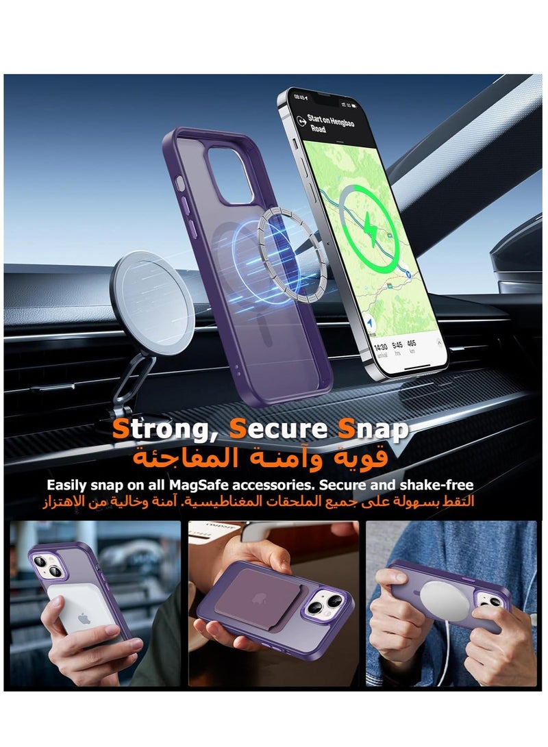Asan Ge Magnetic Case for iPhone 14 Plus, Compatible with MagSafe Shockproof Protection Cover, Translucent Matte Phone Case with Strong Magnet, Slim Case for Apple 14 Plus 6.7 Inch (2022)(Purple) - Image 2