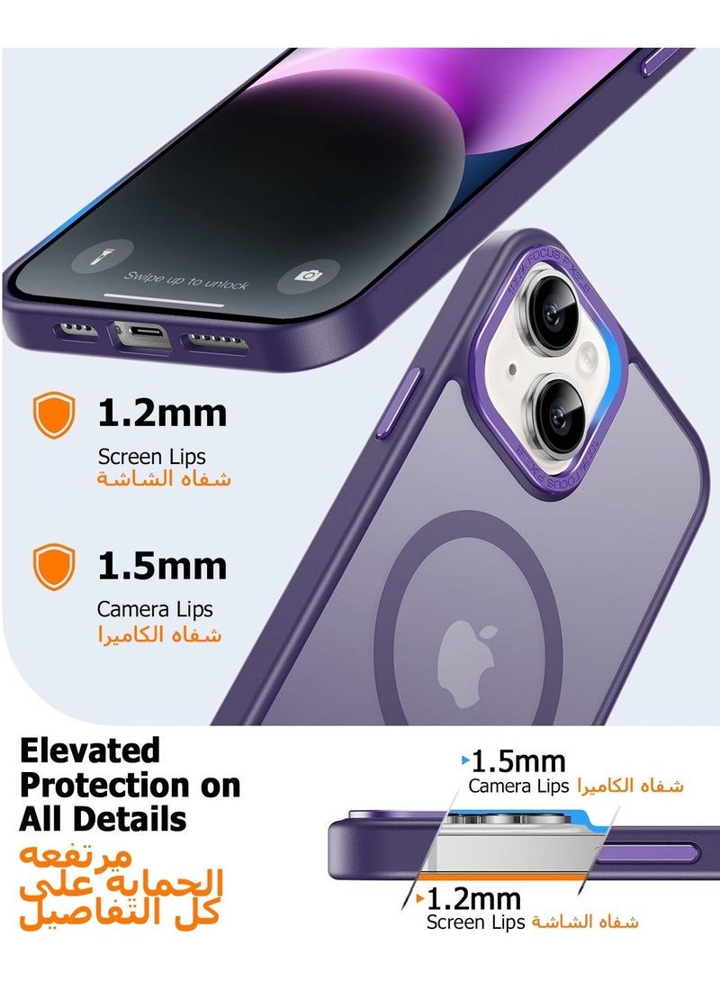 Asan Ge Magnetic Case for iPhone 14 Plus, Compatible with MagSafe Shockproof Protection Cover, Translucent Matte Phone Case with Strong Magnet, Slim Case for Apple 14 Plus 6.7 Inch (2022)(Purple) - Image 5