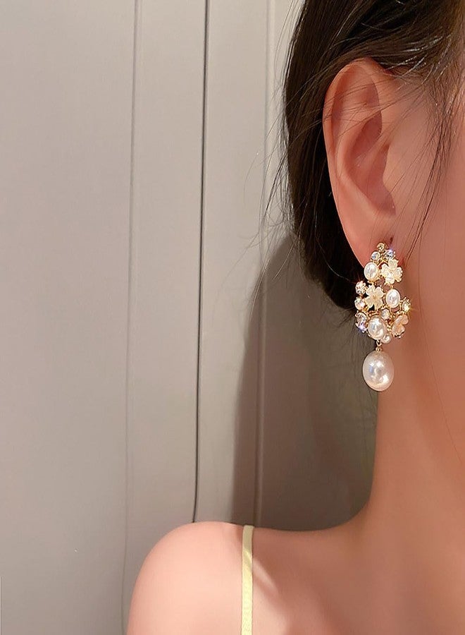 FUTIMELY Flower Ball Earrings Crystal Flower Earrings for Women Ladies Hypoallergenic Dainty Fashion Birthday Jewelry Gift (pearl flower) - Image 5
