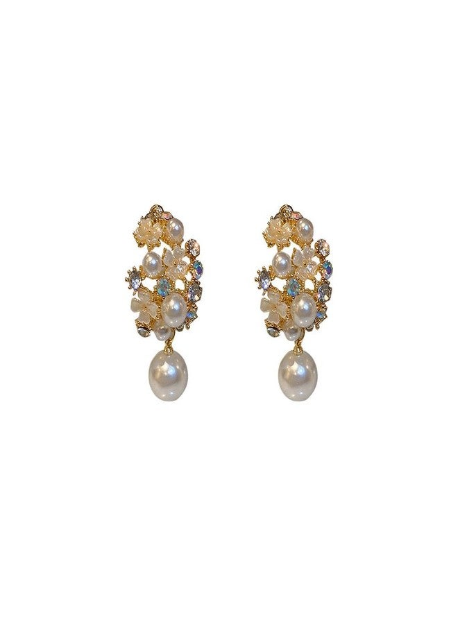 FUTIMELY Flower Ball Earrings Crystal Flower Earrings for Women Ladies Hypoallergenic Dainty Fashion Birthday Jewelry Gift (pearl flower) - Image 1