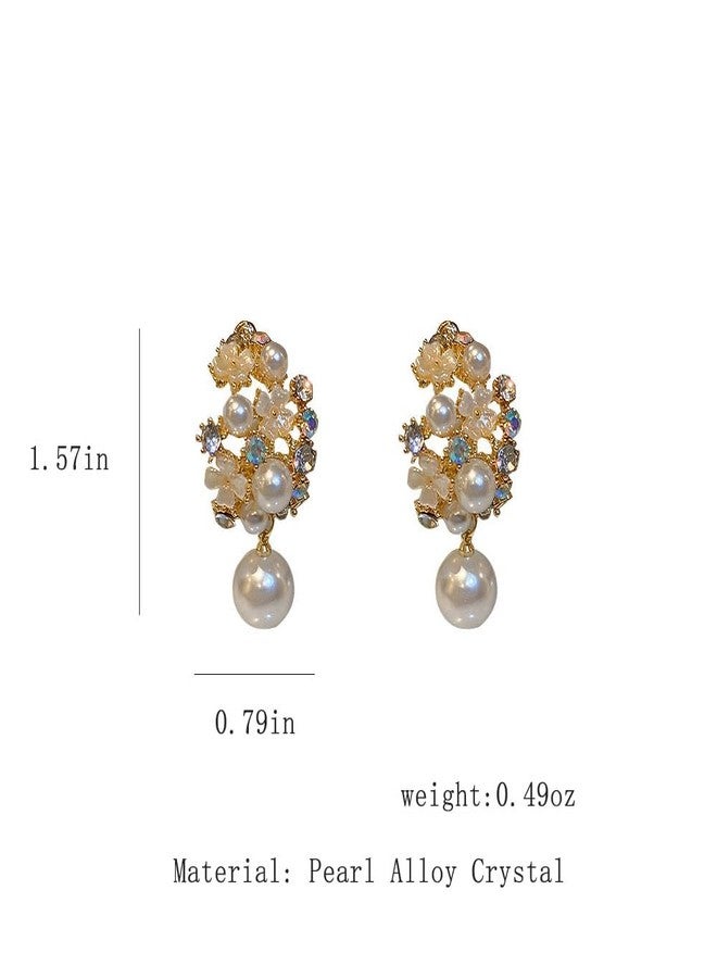 FUTIMELY Flower Ball Earrings Crystal Flower Earrings for Women Ladies Hypoallergenic Dainty Fashion Birthday Jewelry Gift (pearl flower) - Image 3