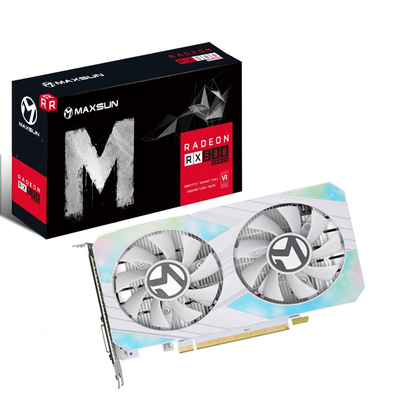 maxsun AMD Radeon RX 580 8GB 2048SP GDDR5 Computer Video Graphics Card GPU for PC Gaming 256-Bit DirectX 12 DVI, HDMI, DisplayPort Multi Monitors Extend (White) - Image 1