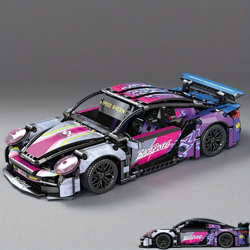 نموذج كتل البناء السيارة الفائقة الأرجواني - سهولة التجميع - مصنوع من الأبيز عالي الجودة - تصميم مستوحى من الأفلام - Image 1