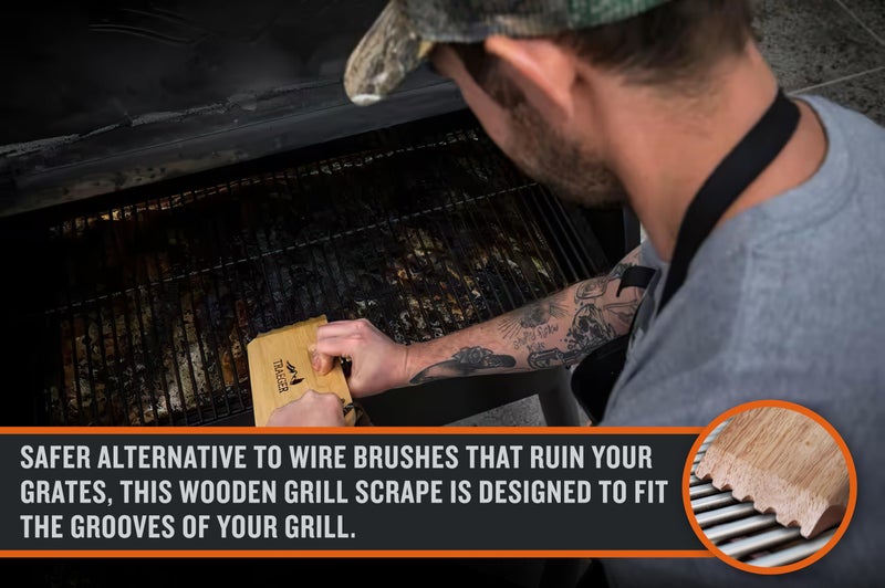 Traeger Grills BAC454 Wooden Grill Scraper â€“ Solid Hardwood Grill Grate Cleaner, Compatible with Pro Series, Ironwood, and Timberline Grills, Safe Bristle-Free Grill Cleaning Accessory - Image 4