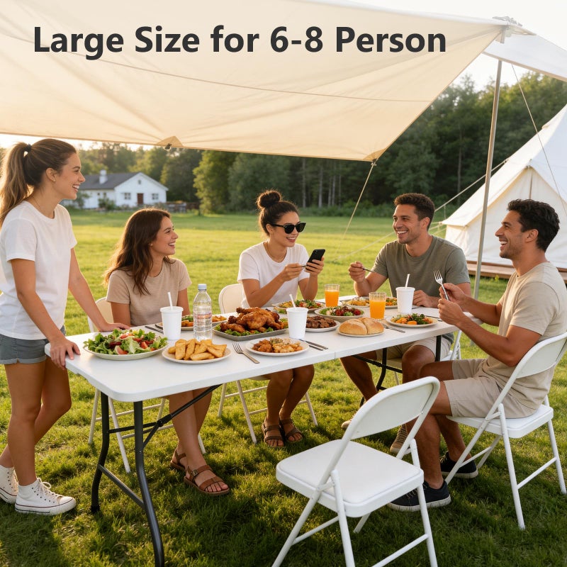 MAKE CHANGES Folding Table 2 Pack, 36 Inch Square Foldable Card Tables, No Assembly Portable Folding Tables, Heavy Duty Fold-in-Half Tables with Carry Handles for Camping, Picnic, Parties, RV Travel & Indoor Use - Image 2