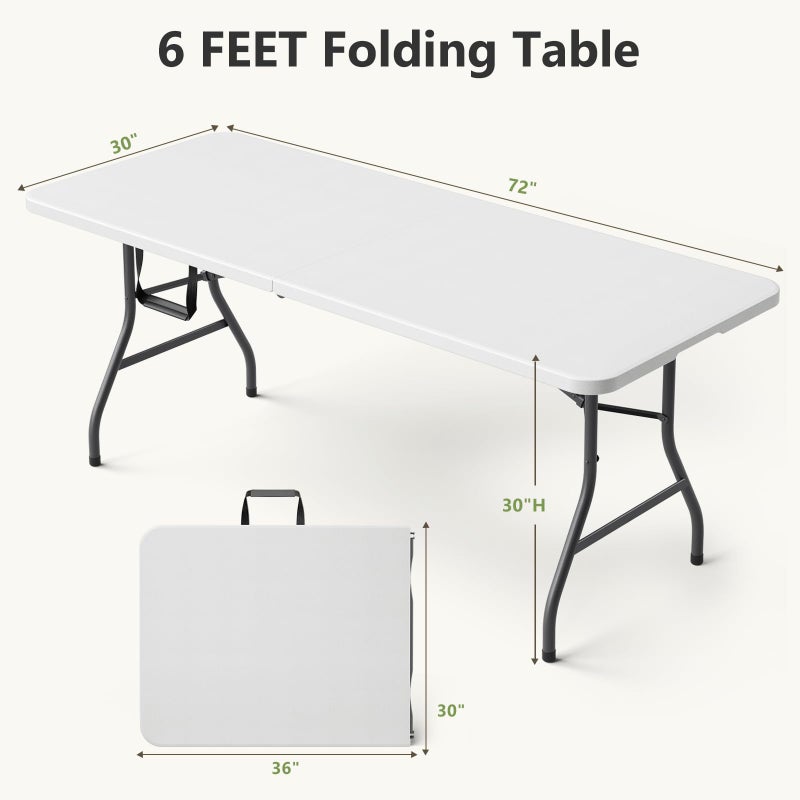 MAKE CHANGES Folding Table 2 Pack, 36 Inch Square Foldable Card Tables, No Assembly Portable Folding Tables, Heavy Duty Fold-in-Half Tables with Carry Handles for Camping, Picnic, Parties, RV Travel & Indoor Use - Image 3