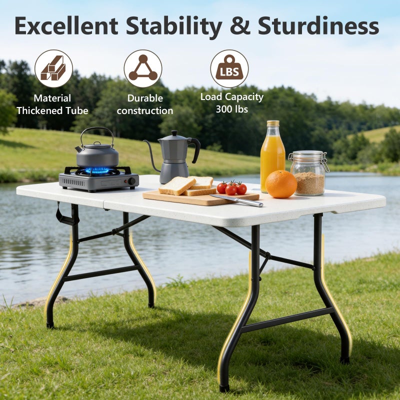 MAKE CHANGES Folding Table 2 Pack, 36 Inch Square Foldable Card Tables, No Assembly Portable Folding Tables, Heavy Duty Fold-in-Half Tables with Carry Handles for Camping, Picnic, Parties, RV Travel & Indoor Use - Image 4