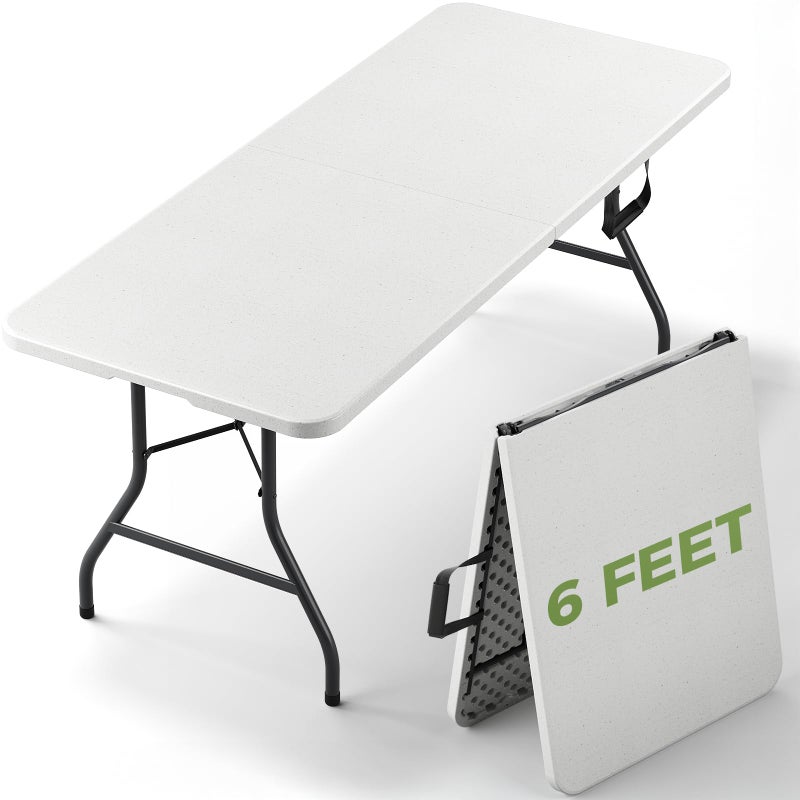 MAKE CHANGES Folding Table 2 Pack, 36 Inch Square Foldable Card Tables, No Assembly Portable Folding Tables, Heavy Duty Fold-in-Half Tables with Carry Handles for Camping, Picnic, Parties, RV Travel & Indoor Use - Image 1