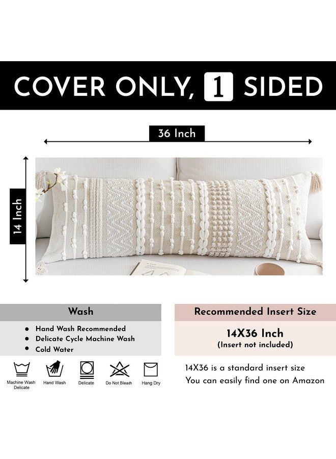 BlissBlush BlissBlush Cream Decorative Lumbar Throw Pillow Cover 14x36 Boho Long Cushion for Bed Neutral Beige White Accent Modern Farmhouse Pillowcase for Bedroom Living Room Couch Sofa Home Décor Cover ONLY - Image 3