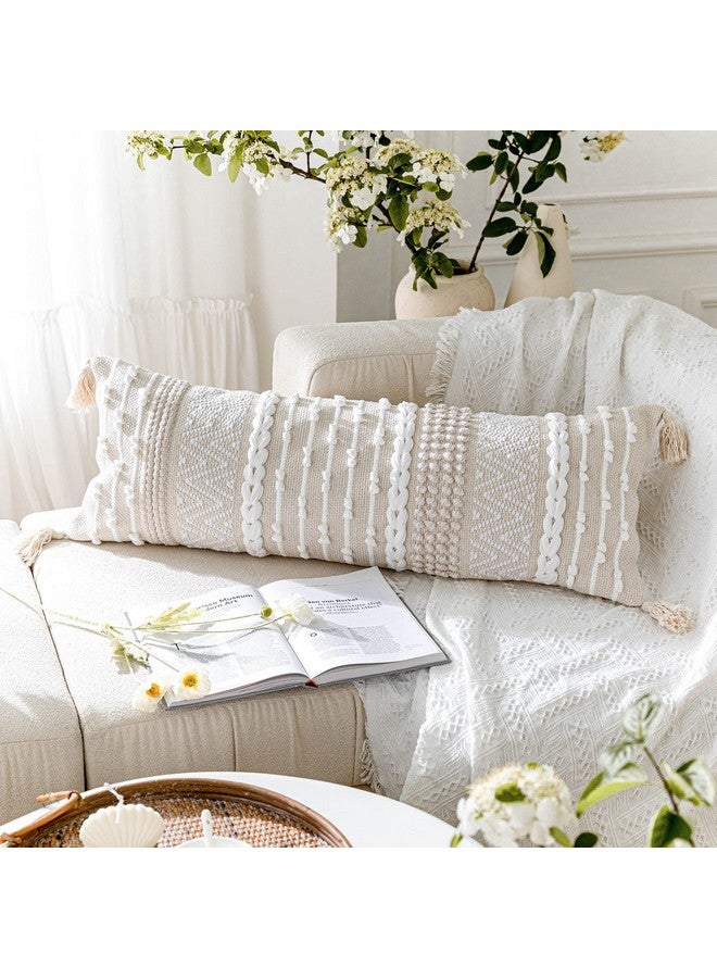 BlissBlush BlissBlush Cream Decorative Lumbar Throw Pillow Cover 14x36 Boho Long Cushion for Bed Neutral Beige White Accent Modern Farmhouse Pillowcase for Bedroom Living Room Couch Sofa Home Décor Cover ONLY - Image 4