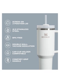 Stanley Quencher H2.0 Tumbler with Handle & Straw 40 oz | Twist On 3-Way Lid | Cupholder Compatible for Travel | Insulated Stainless Steel Cup | BPA-Free | Glacier  - Image 4