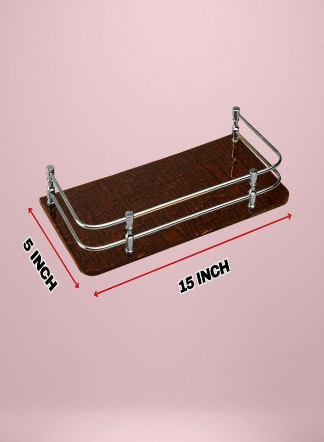 STIMULUS Bathroom Wall Shelf - Acrylic Storage Orgeniser Kitchen Shelves Brown (Pack of 3) (5X15 Inch / 12.5x38 cm) - Image 5