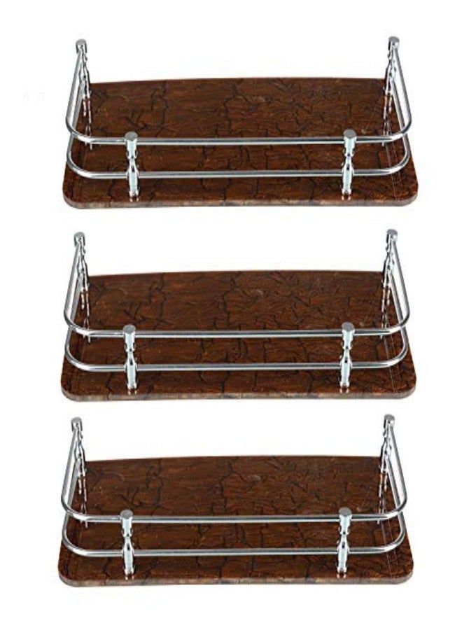 STIMULUS Bathroom Wall Shelf - Acrylic Storage Orgeniser Kitchen Shelves Brown (Pack of 3) (5X15 Inch / 12.5x38 cm) - Image 1