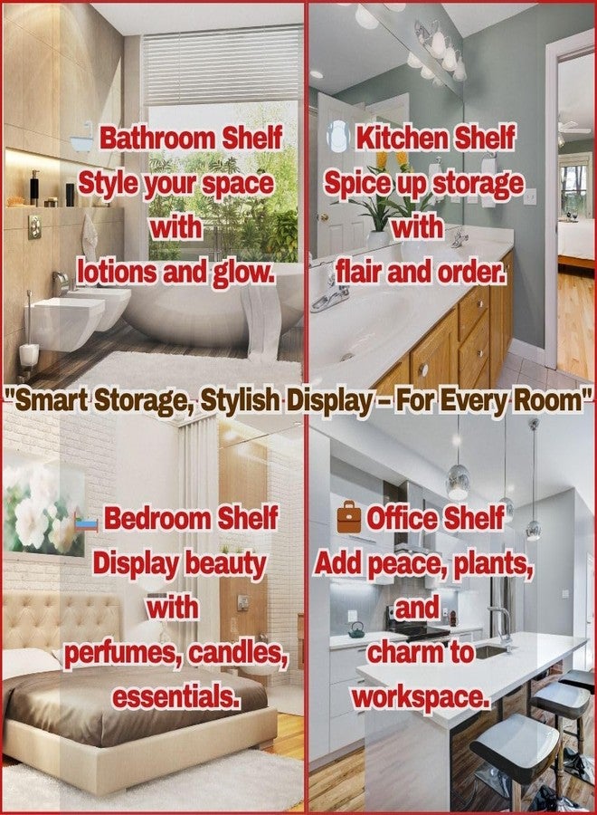 STIMULUS Bathroom Wall Shelf - Acrylic Storage Orgeniser Kitchen Shelves Brown (Pack of 3) (5X15 Inch / 12.5x38 cm) - Image 2
