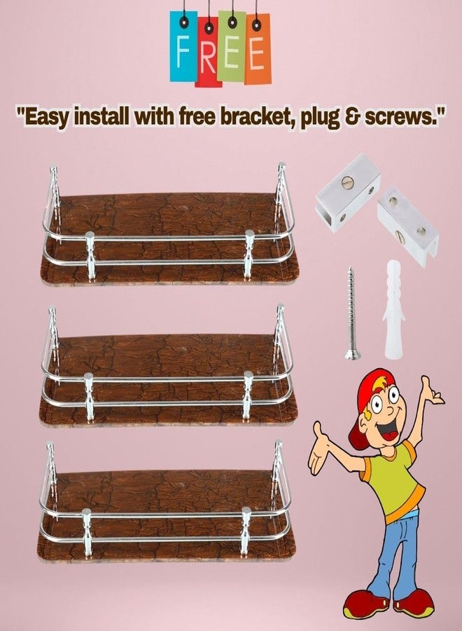 STIMULUS Bathroom Wall Shelf - Acrylic Storage Orgeniser Kitchen Shelves Brown (Pack of 3) (5X15 Inch / 12.5x38 cm) - Image 3