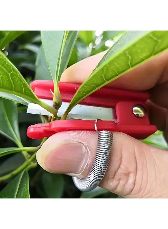 مقص تقليم حديقة الأحمر - دليل مقص تطعيم شجرة الشاي المحمول بشفرة من سبيكة الفولاذ المثالي للبونساي والأوركيد - Image 2