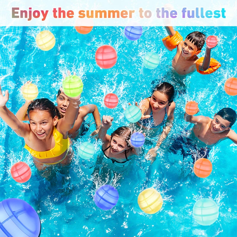 RURING Reusable Water Balloons for Kids, 24PCS Refillable Latex-Free Silicone Water Bomb with Mesh Bag, Summer Toys Beach toys Swimming Pool Party Supplies Bath Toy Outdoor Idea Gift for Kids - Image 5