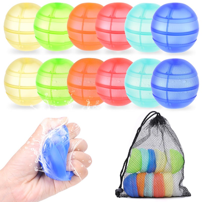 RURING Reusable Water Balloons for Kids, 24PCS Refillable Latex-Free Silicone Water Bomb with Mesh Bag, Summer Toys Beach toys Swimming Pool Party Supplies Bath Toy Outdoor Idea Gift for Kids - Image 1