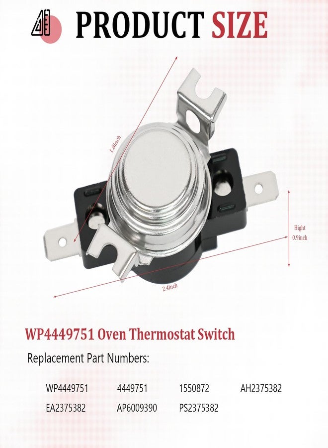 Delixike WP4449751 Range Oven Limit Thermostat Compatible with Whirlpool KitchenAid Maytag Multiple Models 4449751, 1550872, AH2375382, EA2375382, AP6009390, PS2375382, - Image 3