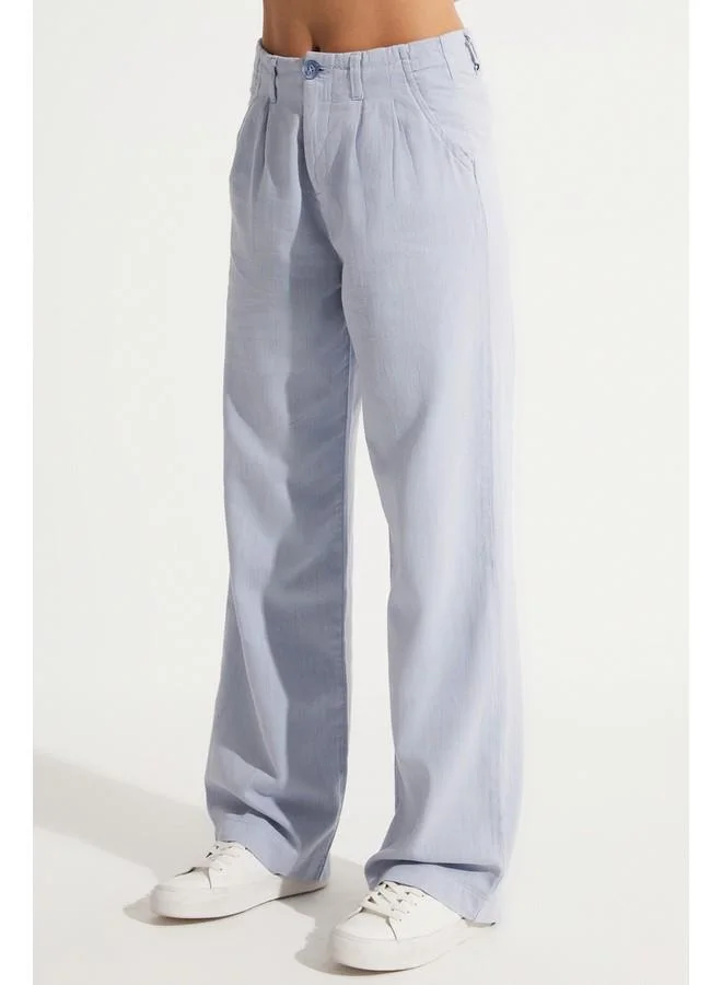 JUNE June Women High Waist Wide Leg Jean Ice Blue